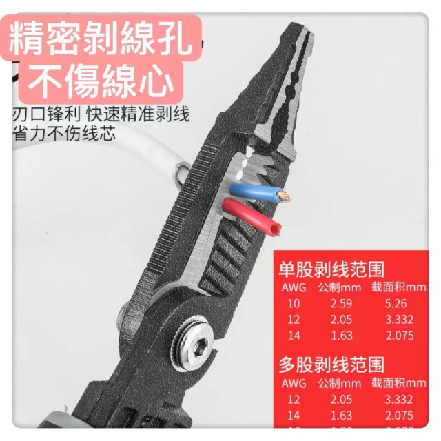 多功能八合一工鉗尖嘴鉗剝線神器專用鋼絲壓線鉗剝線鉗扒皮拔線壓著鉗剝線鉗優質碳素綱口電工神器工具DIY居家工具