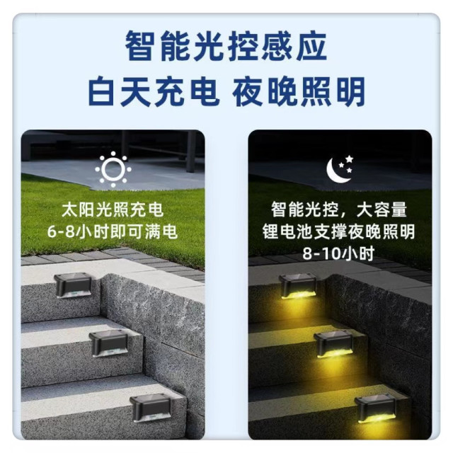 太陽能感應燈太陽能樓梯燈庭園燈台階燈太陽能led樓梯燈 欄桿燈階梯燈陽檯燈戶外庭園燈草坪燈DIY居家生活五金工具用品