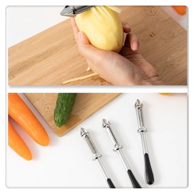 多功能三合一德國削皮刀鋅合金削皮刀家用廚房工具神器\不銹鋼DIY削皮器瓜果刨皮削皮削絲挖洞居家生活廚房水果蔬菜工具