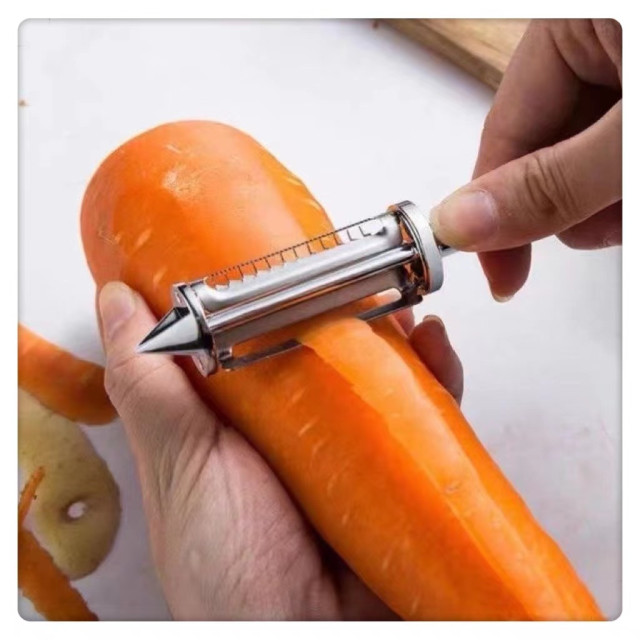 多功能三合一德國削皮刀鋅合金削皮刀家用廚房工具神器\不銹鋼DIY削皮器瓜果刨皮削皮削絲挖洞居家生活廚房水果蔬菜工具