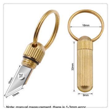 開箱神器 純銅膠囊小刀 迷你鑰匙型小刀 黃銅掛件 迷你小直刀居家生活DIY禮物包裹拆箱防身鑰匙圈