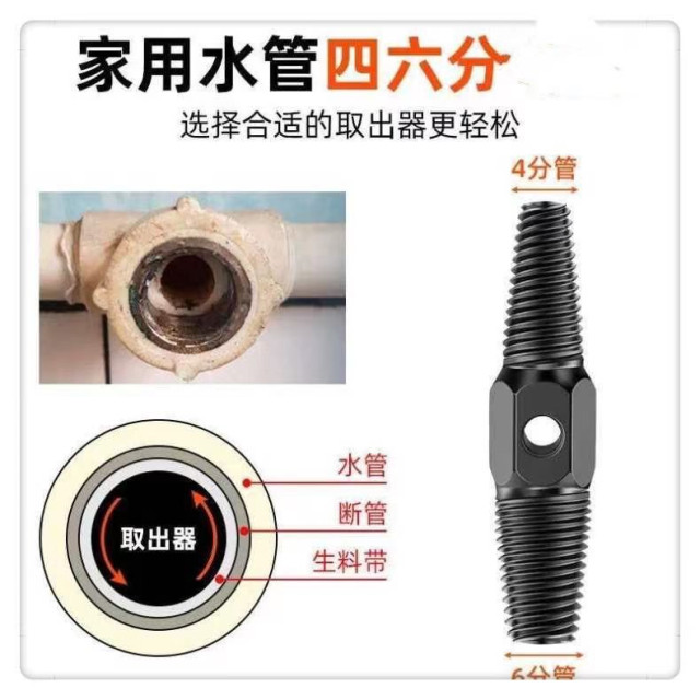 浴室水龍頭斷絲手動取出器反牙螺絲4分6分水管水表斷頭取出水電工神器螺絲取出器斷頭螺絲內外牙水電必備斷牙器退牙器居家生活