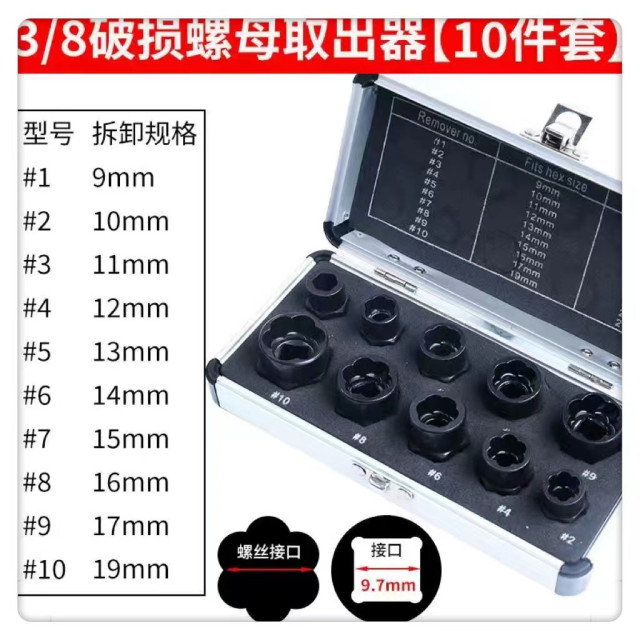螺母螺栓專用取出器套頭取六角螺絲工具DIY斷絲反牙滑牙反螺旋防滑套筒受損生銹輪胎螺絲工業五金工具水電工具材料西工鋁門