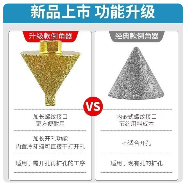 金剛石倒角器磁磚大理石英石打孔擴孔鑽頭石材開孔器錐形傘型磨石頭水電工具神器材料地磚剋星木工泥做工具DIY省時省力電鑽磨石