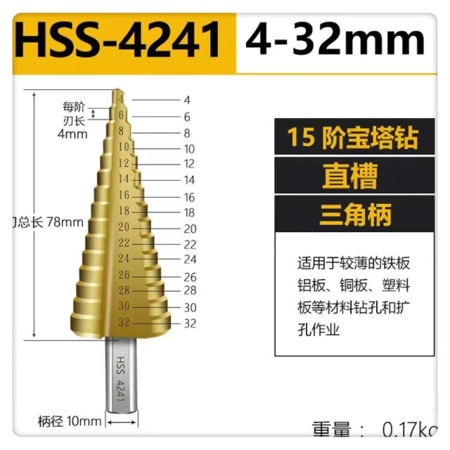 寶塔螺旋鑽頭鑽尾鍍鈦開孔器電鑽尾鋼板擴孔鑽現貨HSS 螺旋 直溝 白鐵板 電鑽 鑽頭 階梯鑽尾 階梯鑽頭 圓穴鋸 階梯鑽