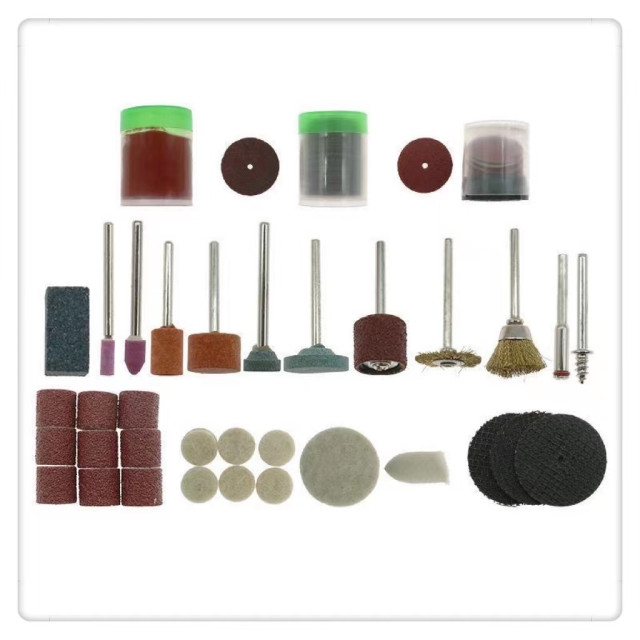 電磨機配件小型電鑽磨切機配件 打磨配件 迷你銅刷 砂紙圈鑽尾羊毛磨頭 砂輪片石英磨頭石虎電磨配件105pcs/拋光配件
